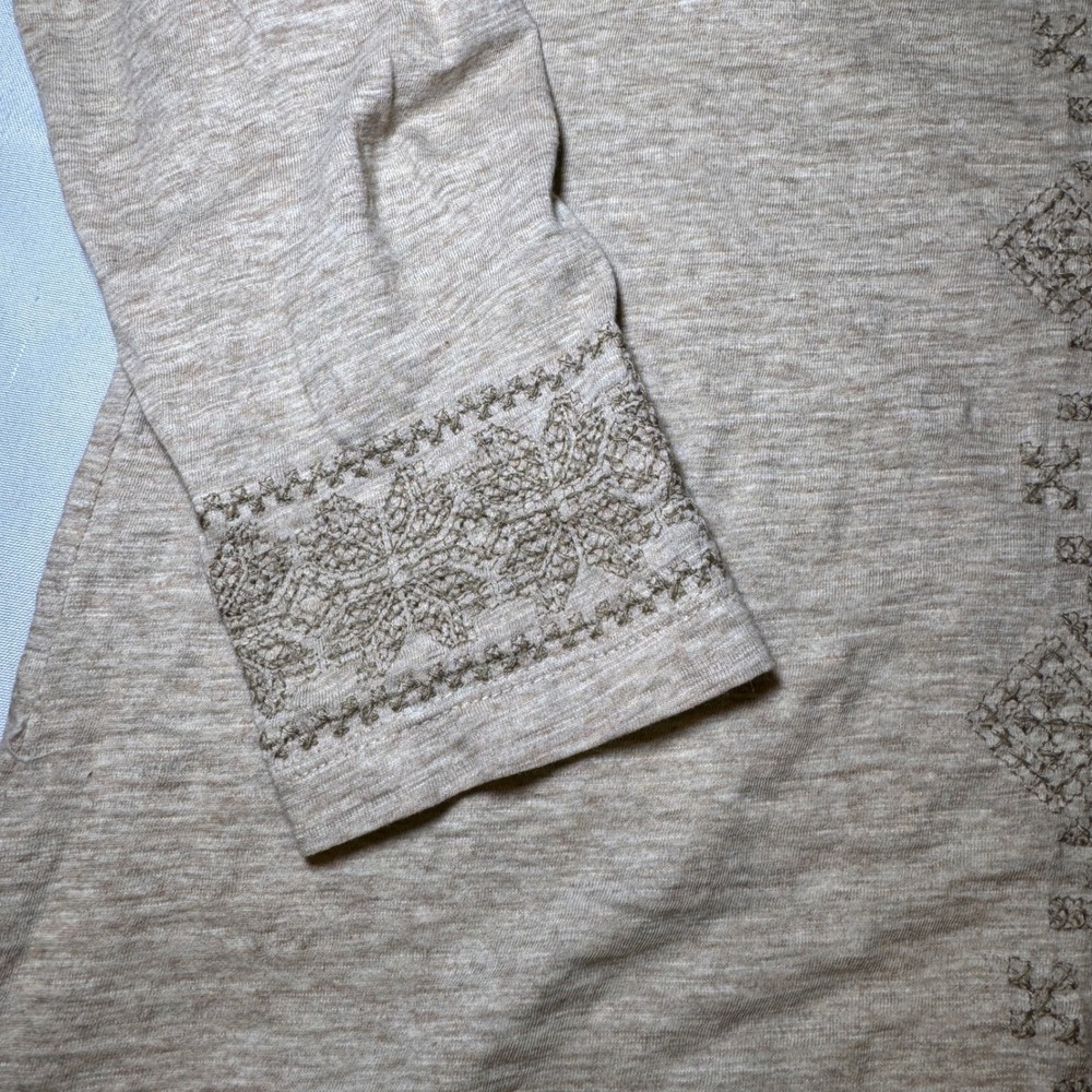 J. Jill‎ Womens Beige Embroidered Cotton Button Front Tunic Top Size M - Picture 6 of 8